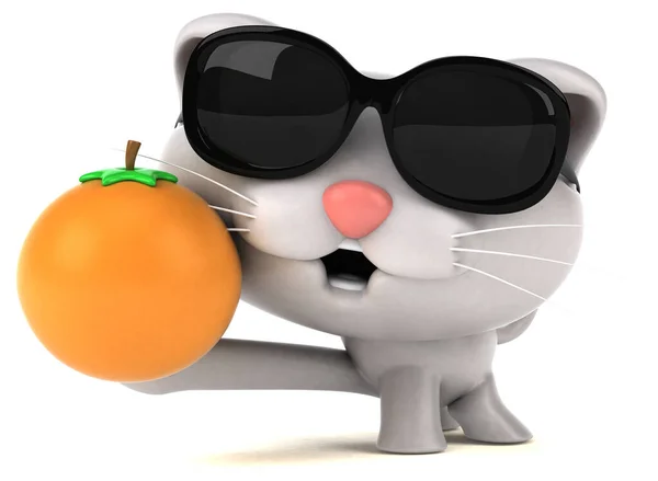 Fun Katze Mit Orange Illustration — Stockfoto