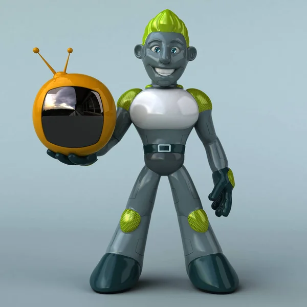 Zielony Robot Ilustracja — Zdjęcie stockowe