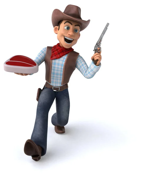 Vaquero Divertido Con Carne Ilustración —  Fotos de Stock