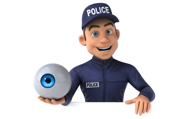 Diversión Ilustración Oficial Policía Dibujos Animados Con Ojo — Foto de Stock