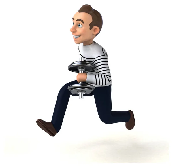 Fun Cartoon Casual Charakter Mit Gewichten — Stockfoto