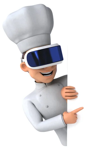 具有Vr Helmet的厨师角色的有趣3D说明 — 图库照片