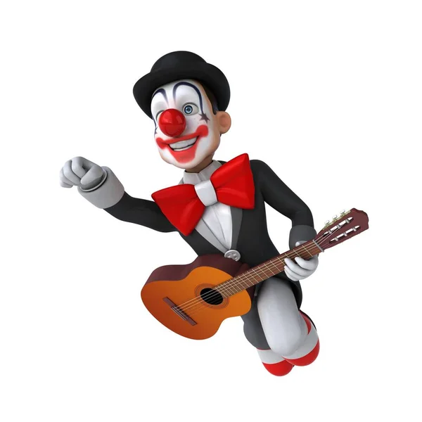 Lustige Illustration Eines Lustigen Clowns Mit Gitarre — Stockfoto