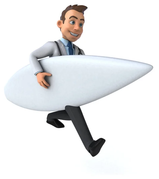 Zabawa Kreskówki Lekarz Surfing — Zdjęcie stockowe