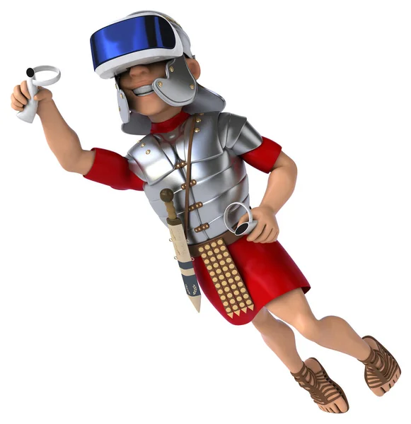 Vrヘルメットでローマ兵士のキャラクターの楽しい3Dイラスト — ストック写真