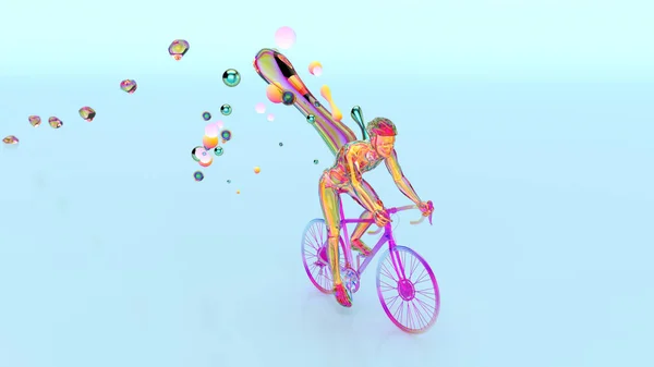 Ilustrasi Anatomi Dari Pengendara Sepeda Ray Dengan Seni Abstrak — Stok Foto