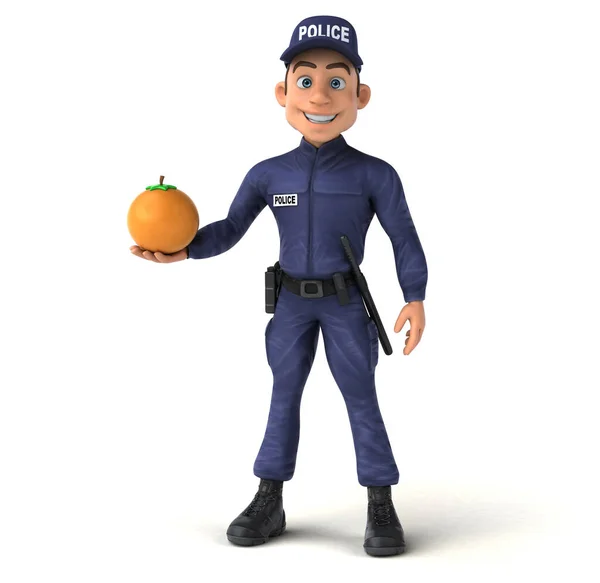 Ilustração Divertida Policial Desenhos Animados Com Laranja — Fotografia de Stock