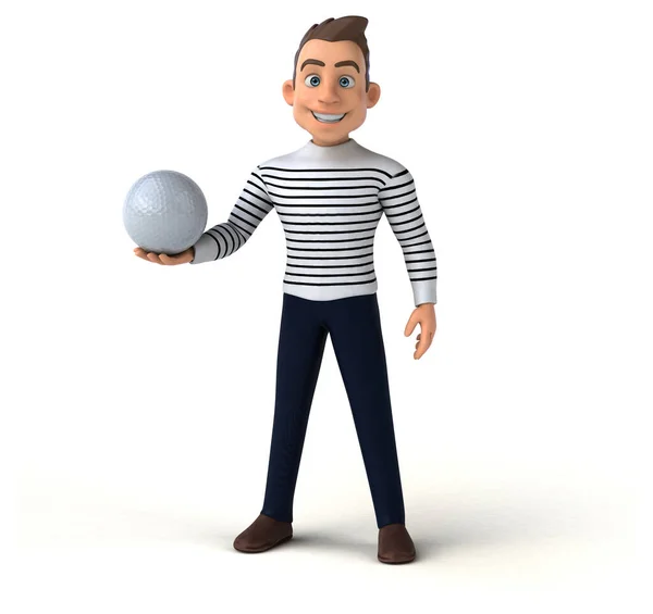 Personagem Casual Divertido Desenho Animado Com Bola — Fotografia de Stock