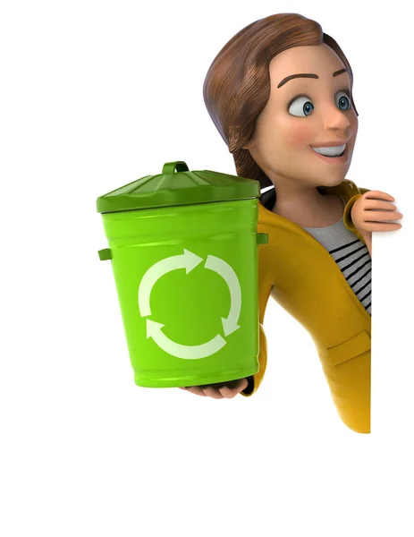 쓰레기통을 소녀의 재미있는 — 스톡 사진