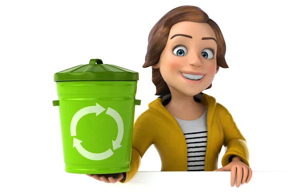 쓰레기통을 소녀의 재미있는 — 스톡 사진