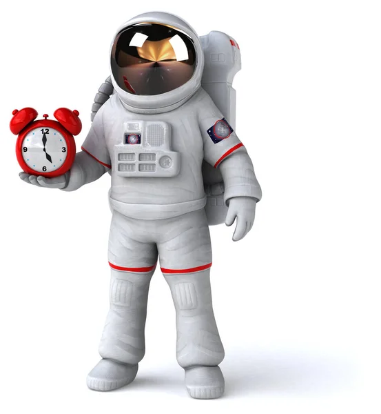 Astronauta Divertido Com Relógio Ilustração — Fotografia de Stock