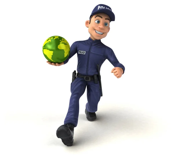 Весела Ілюстрація Мультиплікаційного Поліцейського Tglobe — стокове фото