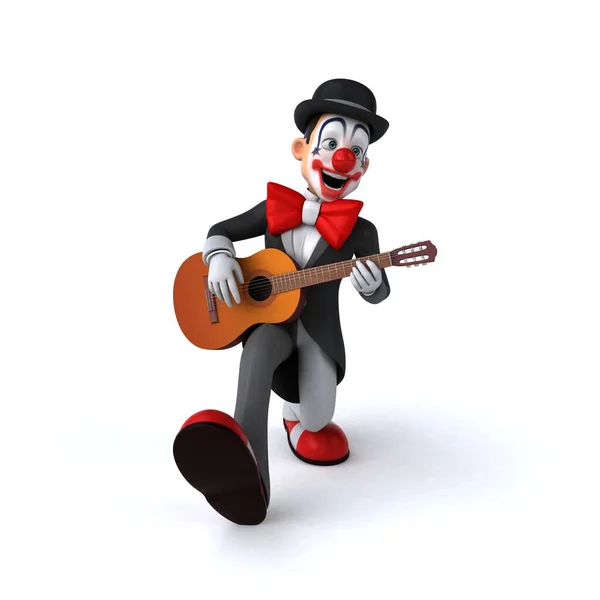 Lustige Illustration Eines Lustigen Clowns Mit Gitarre — Stockfoto