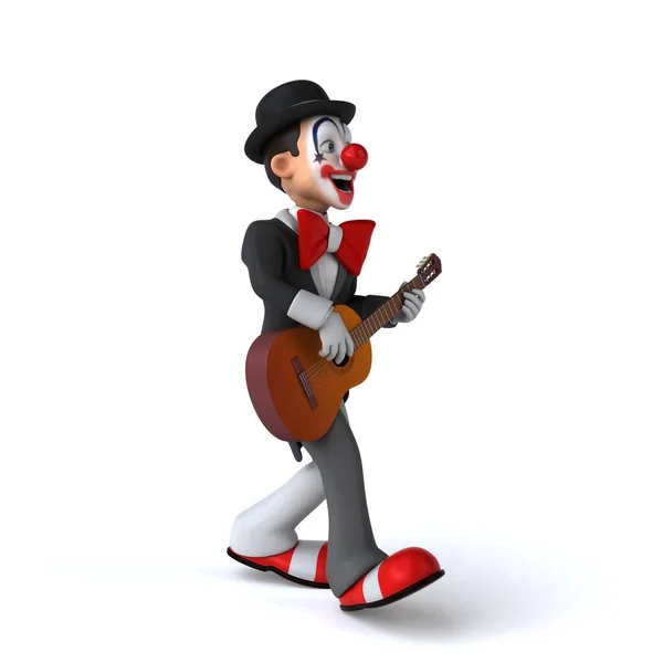 Leuke Illustratie Van Een Leuke Clown Met Gitaar — Stockfoto