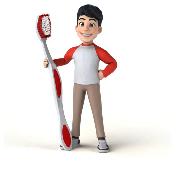 Fun Asian Teenager Manga Style Toothbrush — Stock Photo, Image