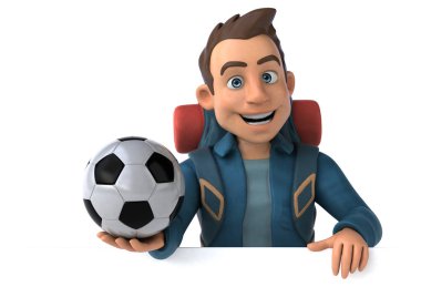 Toplu bir 3D karikatür sırt çantalı eğlenceli illüstrasyon