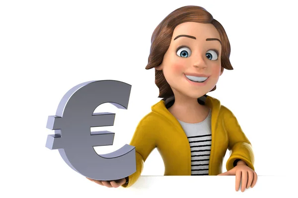 Spaß Illustration Eines Cartoon Teenager Mädchen Mit Euro — Stockfoto
