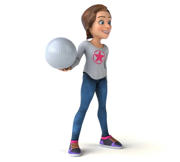 Fun Illustration Cartoon Teenage Girl Ball — Stock Photo, Image