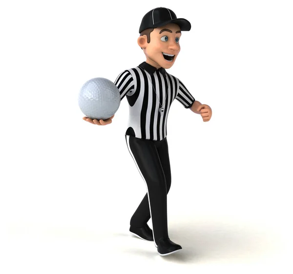 ボール付きアメリカ人レフリーの楽しい3Dイラスト — ストック写真