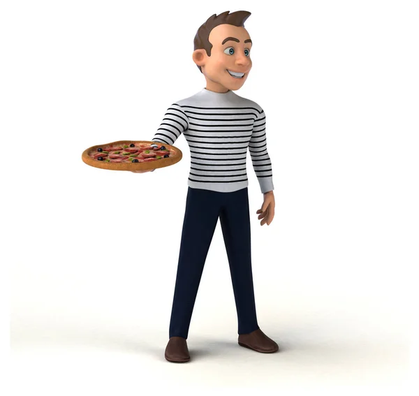 Fun Cartoon Casual Character Pizza — Stock Photo, Image