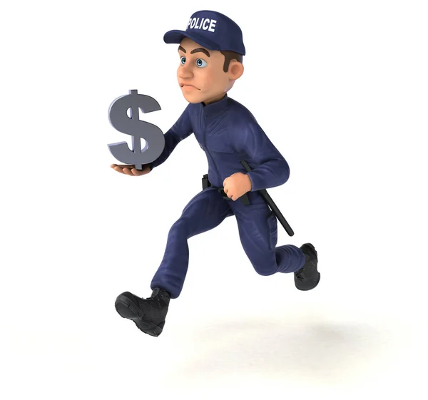 Leuke Illustratie Van Een Cartoon Police Officer Met Dollar — Stockfoto