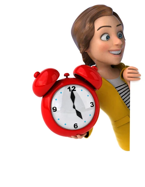 Fun Illustration Eines Cartoon Teenager Mädchen Mit Uhr — Stockfoto