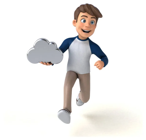 Desenhos Animados Personagem Divertido Adolescente Com Nuvem — Fotografia de Stock