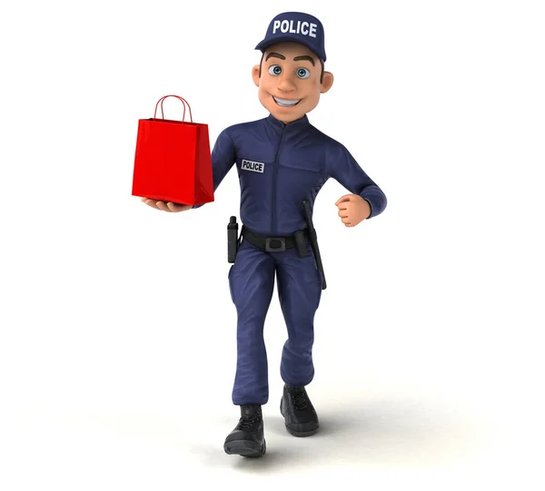 Fun Ілюстрація Мультфільму Поліцейський Покупки — стокове фото