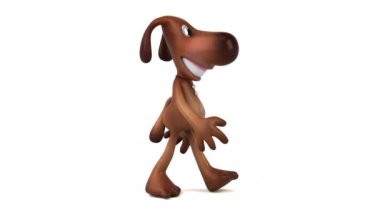 köpek karakteri beyaz arkaplanda yürüyor