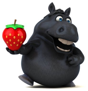 Çilekli eğlenceli at - 3D Görüntü
