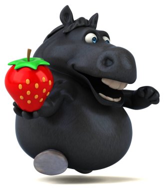 Çilekli eğlenceli at - 3D Görüntü