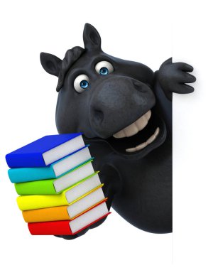 Kitaplı eğlenceli at - 3D Görüntü