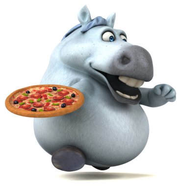 Pizza ile eğlenceli at - 3D Görüntü