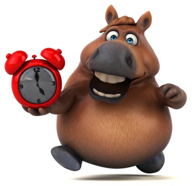 Saatli eğlenceli at - 3D Görüntü