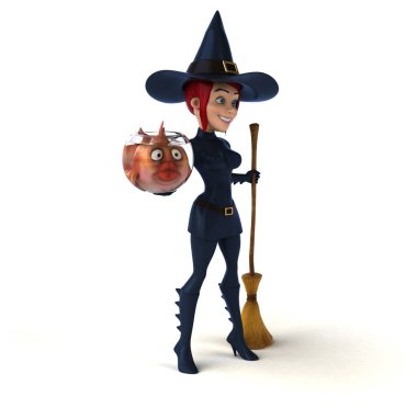 Balıklı seksi cadı - 3D Görüntü