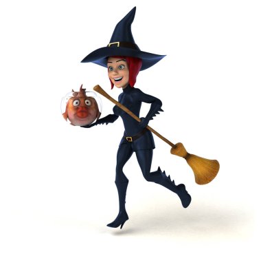 Balıklı seksi cadı - 3D Görüntü