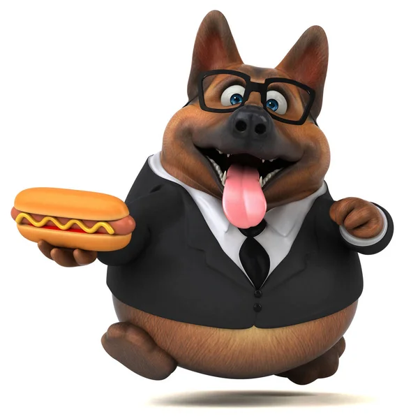 Fun German Shepherd Dog Hotdog Illustration — Stock Photo, Image