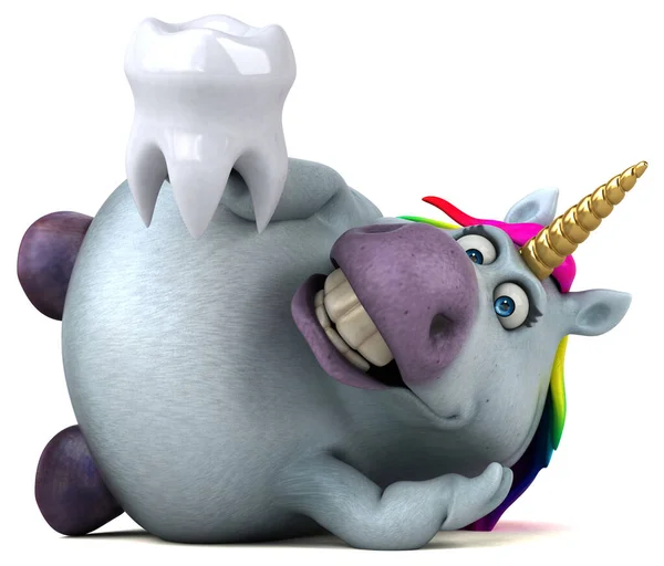 Unicorno Divertente Con Dente Illustrazione — Foto Stock