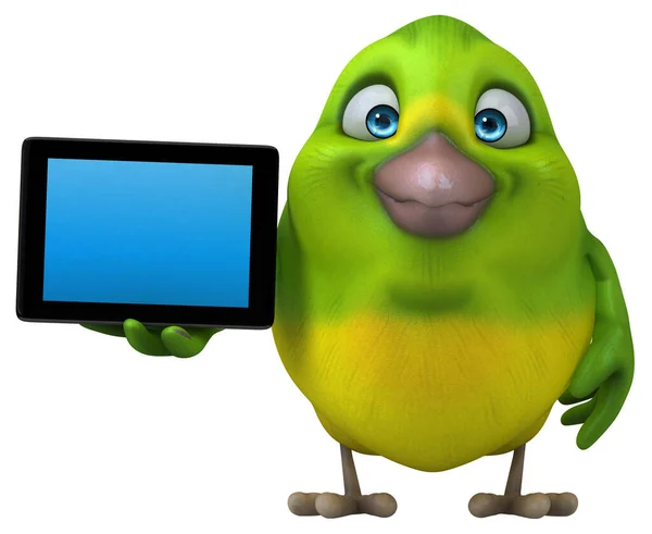 Fun Green Bird Tablet Ilustrace — Stock fotografie