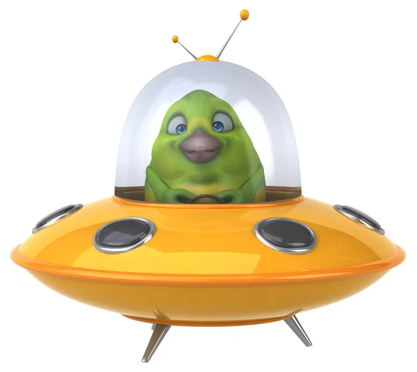 Fun Green Bird Space Ship Ilustrace — Stock fotografie