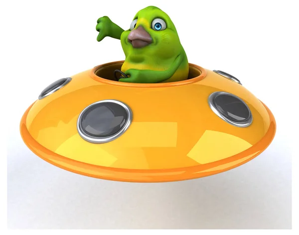 Fun Green Bird Space Ship Ilustrace — Stock fotografie