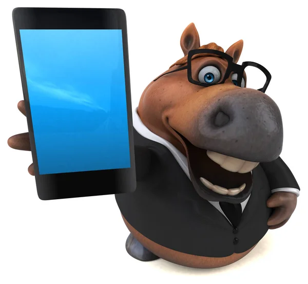 Caballo Divertido Con Smartphone Ilustración — Foto de Stock