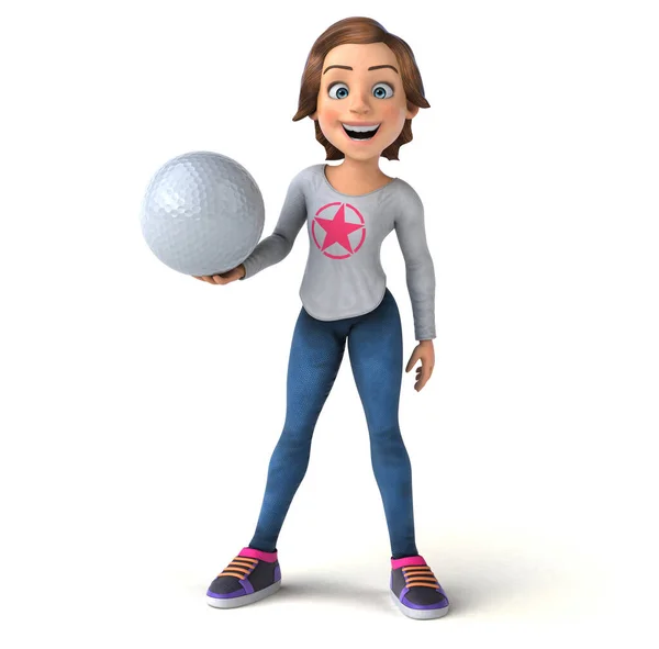 Fun Illustration Cartoon Teenage Girl Ball — Stock Photo, Image