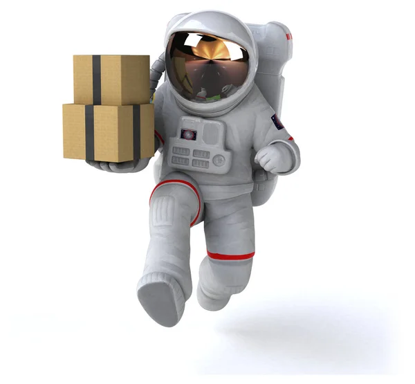 Astronauta Divertido Con Cajas Ilustración — Foto de Stock