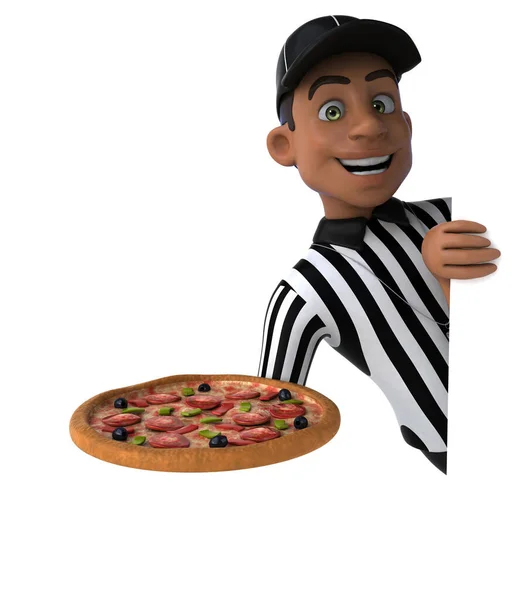 Веселая Иллюстрация Американского Судьи Пиццей — стоковое фото