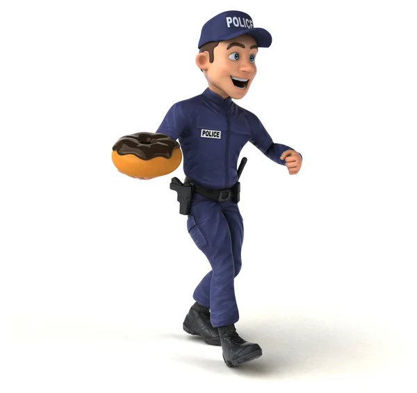 Fun Illustration Cartoon Police Officer Donut — Stock Photo, Image