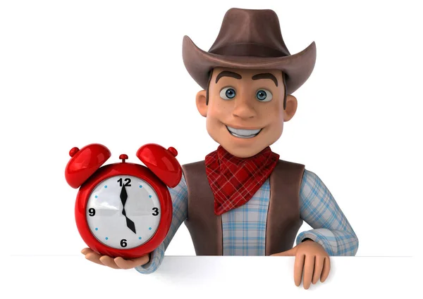 Vaquero Divertido Con Reloj Ilustración — Foto de Stock