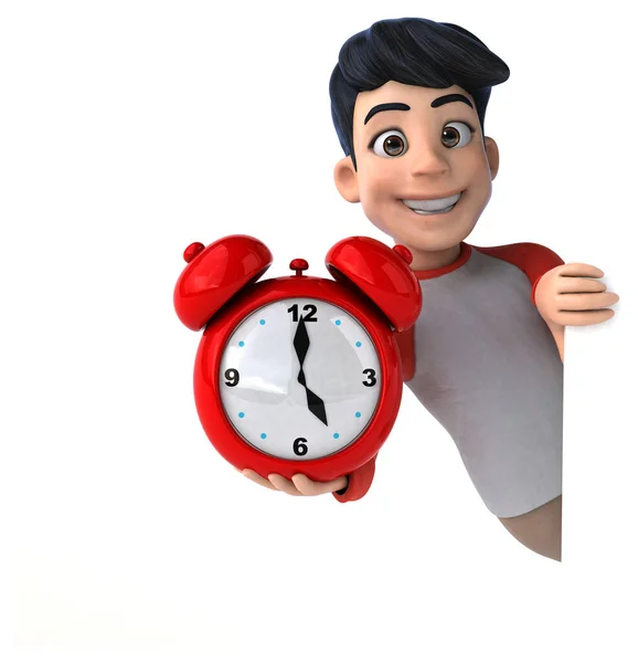 Fun Asian Teenager Manga Style Clock — Stock Photo, Image