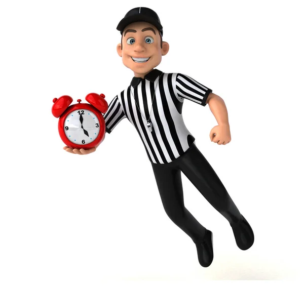 Divertente Illustrazione Arbitro Americano Con Orologio — Foto Stock