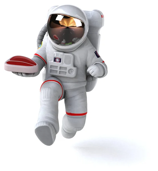 Rolig Astronaut Med Kött Illustration — Stockfoto